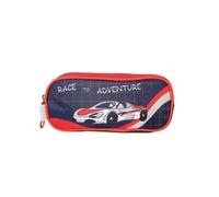 Bagtrotter Phileas - Trousse Scolaire Voiture - Bleu/Rouge - Garçon - 2 Compartiments zippé