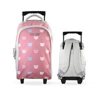 Bagtrotter - Sac à Dos à roulettes 41 cm - Lili & Lou Gris et Rose - Primaire - Bretelles et Dos rembourrés - 2 Compartiments Zippés - Poche Avant - Licence Officielle Lili & Lou