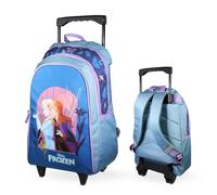 Bagtrotter - Sac à Dos à roulettes 45 cm - La Reine des Neiges Bleu - Primaire - Bretelles et Dos rembourrés - Bandes Réfléchissantes - Grand Rangement - Licence Officielle Disney Frozen