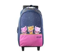 BAGTROTTER Sac à dos à roulettes Lili Lou 3 chats Bleu