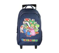 Bagtrotter - Sac à Dos à Roulettes Super Mario - 33x16x45 cm - 2 Compartiments, Poche Bouteille, Bretelles & Dos Matelassés - Polyester Résistant - Primaire - Licence Officielle Super Mario