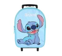 Bagtrotter - Stitch - Sac à Dos Scolaire à Roulettes - Bleu Clair - 1 Compartiment Zippé - Bretelles Matelassées - 25x12x32cm - Matière Polyester - Sac à Dos Scolaire Maternelle