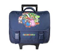 Bagtrotter - Super Mario - Cartable 38cm - Cartable à roulettes - Marine - 2 Compartiments - 1 Poche Sous Rabat - Bretelles...
