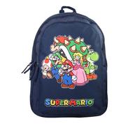 Bagtrotter - Super Mario - Sac à Dos Scolaire - Marine - 2 Compartiments Zippés - 1 Poche Zippée - 32x16x46cm - Bretelles Matelassées - Dos Matelassé - Matière Polyester - Sac à Dos Scolaire