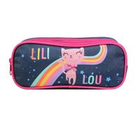 BAGTROTTER Trousse scolaire 2 compartiments Lili Lou Bleue Arc en ciel