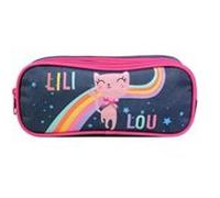 BAGTROTTER Trousse scolaire 2 compartiments Lili Lou Bleue Arc en ciel