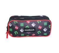 Bagtrotter trousse scolaire 2 compartiments minecraft noir