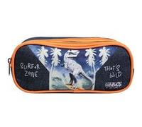 Bagtrotter Trousse scolaire Vorax Dinosaure 2 compartiments rectangulaire polyester Bleue