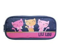 BAGTROTTER Trousse scolaire rectangulaire Lili Lou 3 chats Bleu Bleu G
