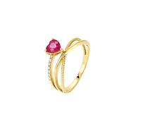 Bague 49 Bague Rubis Femme Or Jaune 9 Carats Au375 Bague Croisée en x avec Rubis en Forme de Cœur 0,55 CT et Diamant 0,05 CT Solide Non Plaqué Populaire pour Épouse Action de Grâces Bijoux