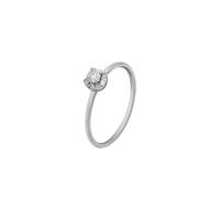Bague 50 Engagement Ring Diamond Or Blanc 14 Carats Solitaire à 4 Griffes en Forme de Fleur, Diamant Rond de 0,08 CT Solide Non Plaqué Populaire pour Mesdames Graduation Bijoux