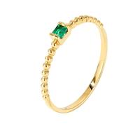 Bague 54 Bague Femme Pierre Emeraude Or Jaune 9 Carats Au375 Forme de Boule avec Émeraude Carrée de 0,05 CT Solide Non Plaqué Mode pour Mesdames Nouvelle Année Bijoux