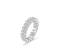 Bague 925 Argent Femme, Bague de Mariage Argent Réglage du Canal avec Ovale Blanc Oxyde de Zirconium Taille 54