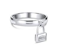 Bague À Breloque Cadenas Pour Femme Petite Amie En Argent Sterling .925 Poli Bande 1MM