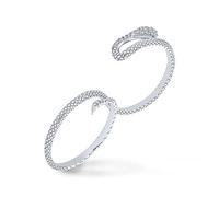 Bague à deux doigts multi-serpent en argent sterling pour femmes avec pavé de zircon cubique bohème déclaration de mode.