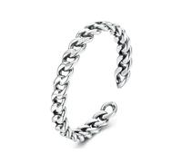 Bague À Maillons Cubains En Argent Sterling 925 Pour Homme Et Femme, Bague Cocktail Classique Et Minimaliste À Maillons Ouverts