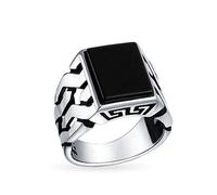 Bague À Maillons Cubains En Pierres Précieuses Bague À Maillons Rectangulaires En Onyx Noir Pour Hommes En Argent Sterling Fait À La Main En Turquie