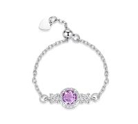Bague À Maillons En Argent Sterling 925 Pour Femme, Bague De Fiançailles Halo En Pierre Précieuse Avec Pendentif En Forme De Cœur, Pierre De Naissance, Anneau Empilable, Pompon, Taille De L'Anne