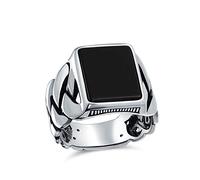 Bague À Maillons Larges En Blé Avec Câble Tressé Bagues De Déclaration Rectangulaires En Onyx Noir Pour Hommes En Argent Sterling 925 Faites À La Main En Turquie