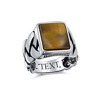 Bague À Maillons Larges En Blé Avec Câble Tressé Bagues En Œil De Tigre Brun Bague De Déclaration Rectangulaire Pour Hommes En Argent Sterling 925 Faite À La Main En Turquie Gravure Personnalisée