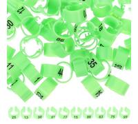 Bague à Patte du Pigeon Voyageur Plastique 100 Pièces Numérotée Vert | Anneaux Légers pour Identification, Rangement Facile, Adaptés aux Pigeons et Calopsittes, Lot de 100