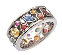 Bague à Quartz en Coloré, Motif Géométrique Zircone Fidget Anxiété Doigt Anxiété, Bague Mode Thérapie Rotatif Quartz pour Poids (51,9 mm)