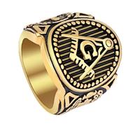 Bague à rayures franc-maçonnerie antique pour homme Or Bague de truelle franc-maçon millésime Bijoux classiques Maître Maçonnerie, Acier inoxydable, Aucune pierre précieuse