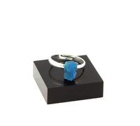 Bague Apatite Bleu Neon Brut Plaqué Argent. 9.52 Ct. Taille Réglable.