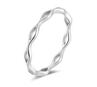 Bague Acier Inoxydable Anneau Fin en Forme de Vague Argent Taille 55 Punk Femme