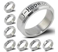 Bague Acier Inoxydable Pour Garçons et Filles - Bijoux Bangtan 'Aimez-vous, Vous Ne Marchez Jamais Seul' - Cadeau Pour Les Fans De L'armée - 8 Pièces