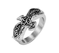 Bague Aigle Viking Nordique Noeud Celtique Pour Homme - Bague Hip Hop Vintage Style Punk en Acier Inoxydable - Bague Pirate Aigle Volant Faite À la Main Bijoux Cadeau Accessoires