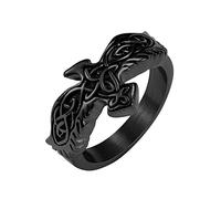Bague Aigle Viking Nordique Noeud Celtique Pour Homme - Bague Hip Hop Vintage Style Punk en Acier Inoxydable - Bague Pirate Aigle Volant Faite À la Main Bijoux Cadeau Accessoires