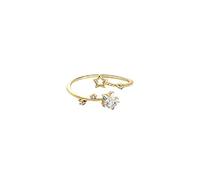Bague ajourée en argent sterling 925 plaqué or avec zircon, ornée d'une étoile. Bijou unique et mignon pour fille et femme.