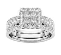 Bague Ajustable Anneaux incrustés bijoux anneau classique plaqué or Zircon couple Anneaux (Silver, 10)