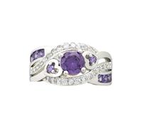 Bague Ajustable Bague en forme de cœur en diamant violet, quatre bagues de mariage, Index, haut gamme, bijoux créatifs pour la main (B, 1 05cm)