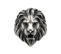 Bague ajustable en acier inoxydable à tête de lion, style gothique guerrier roi animal vintage, bijou unisexe pour homme et femme |LK_0022_BDR