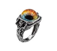 Bague ajustable en acier inoxydable œil de dragon, iris arc-en-ciel, style gothique fantastique, guerrier, motard, vintage, unisexe, bijou pour homme et femme |LK_0027_RRJ
