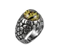 Bague ajustable en acier inoxydable œil de dragon, iris jaune, style gothique fantastique, reptile guerrier, style vintage, bijou unisexe pour homme et femme |LK_0037_BDR