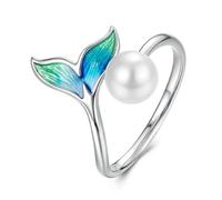 Bague Ajustable En Argent Sterling 925 Avec Queue De Sirène Pour Femme Et Fille, Bijou Animal Porte-bonheur, Cadeau Idéal Pour Femme