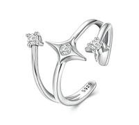 Bague Ajustable En Argent Sterling 925 Avec Trois Couches De Zircones Cubiques Minimalistes, Cadeau D'anniversaire Original Pour Femme