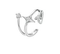 Bague Ajustable En Argent Sterling 925 Massif Avec Trois Couches De Zircones Cubiques Minimalistes, Cadeau D'anniversaire Original Pour Femme