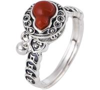 Bague ajustable en argent sterling 925 pour femme, rotative, avec six mots incrustés de mantra et d'agate rouge.