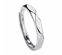 Bague ajustable en argent sterling italien 925 pour amoureux Ensemble noir et bague pour hommes et femmes Une bague d'amour simple et luxueuse pour les amoureux Anneaux Choses Bijoux (SL2, A)