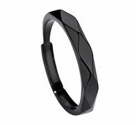 Bague ajustable en argent sterling italien 925 pour amoureux Ensemble noir et bague pour hommes et femmes Une bague d'amour simple et luxueuse pour les amoureux Anneaux Choses Bijoux (BK1, A)