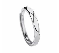 Bague ajustable en argent sterling italien 925 pour amoureux Ensemble noir et bague pour hommes et femmes Une bague d'amour simple et luxueuse pour les amoureux Anneaux Choses Bijoux (SL1, A)