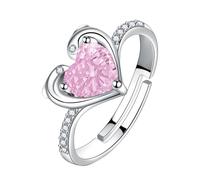 Bague Ajustable Femme Bague de promesse en naturel en argent or massif pour femmes filles cadeau de bijoux naissance pour son anniversaire mariage (One Size)