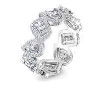 Bague Ajustable Gravure Bague Or Gris 9K Moissanite Goutte D'Eau Rectangulaire Taille Tante pour Mère Nouvel An Bijoux