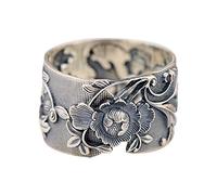 Bague ajustable pour femme, en argent sterling S925, style vintage, large relief, motif fleur de rose, réglable, ouverte, pour articulation des doigts, bague d'orteil, bijoux pour femme, taille M ?