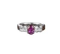 Bague Alliance Alliance Violette Or Blanc 18 Carats Saphir Violet Ovale Élégant à 4 Griffes de 1,2 CT avec Moissanite Taille Solide Non Plaqué Populaire pour Mesdames Cocktail Bijoux