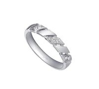 Bague Alliance Dessin Bague Fille Ado Argent Or Blanc 14 Carats Au585 Diamant Créé en Laboratoire avec Diamant de 0,06 CT Taille Solide Non Plaqué Mode pour Sœur Noël Bijoux